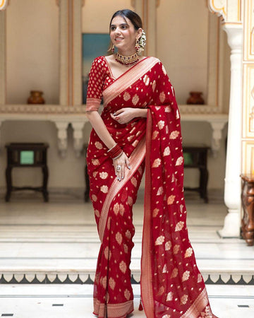 Online Exclusive: Soft Lichi Silk Jacquard Saree with Rich Pallu SA925-1104