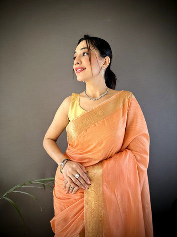 Celebrate Onam – Elegant Cotton Saree with Zari Checks & Rich Lagadi Zari Pallu SA825-969