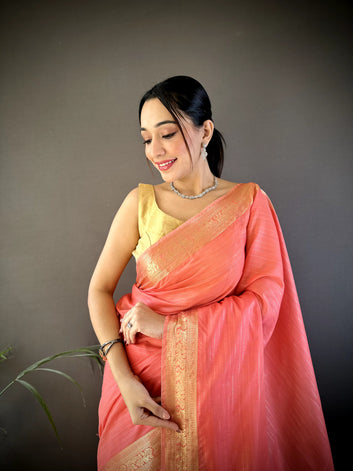 Celebrate Onam – Elegant Cotton Saree with Zari Checks & Rich Lagadi Zari Pallu SA825-966