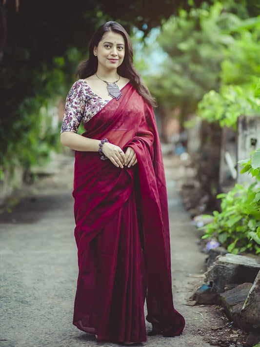 Soft Linen Saree in Fresh Dark Elegance SA525-569