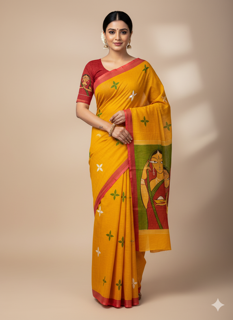 Red Devi – Durga Puja Special Linen Saree  SA825-1132