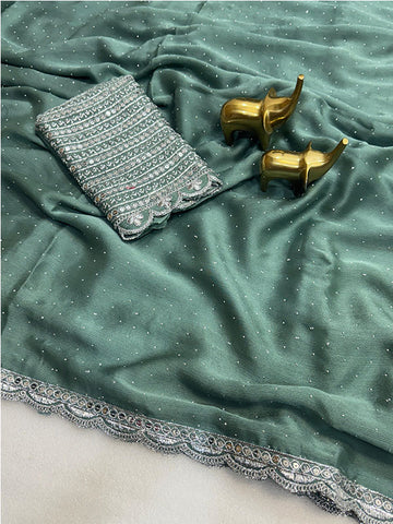 Chiffon Sari – Where Elegance Meets Sparkle SA425-456