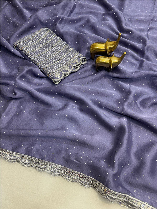 Chiffon Sari – Where Elegance Meets Sparkle SA425-457