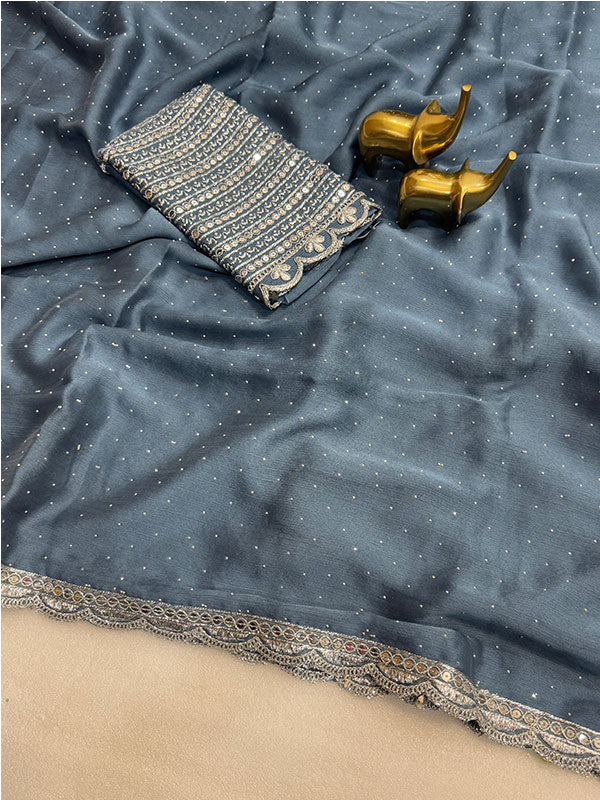 Chiffon Sari – Where Elegance Meets Sparkle SA425-458