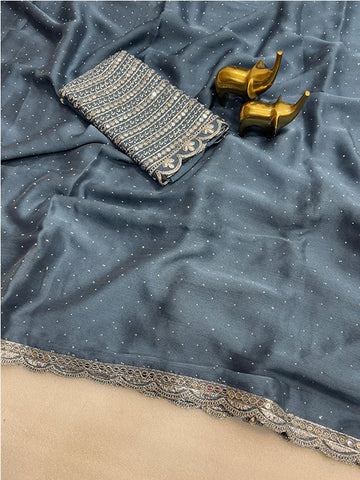 Chiffon Sari – Where Elegance Meets Sparkle SA425-458