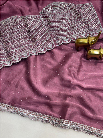 Chiffon Sari – Where Elegance Meets Sparkle SA425-459