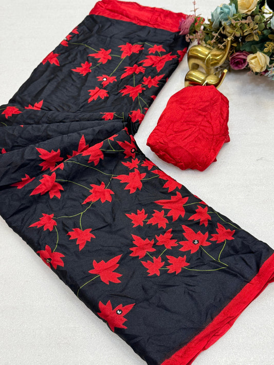 Pure Moss Designer Saree with Lustrous Mirror Work SA1025-1276