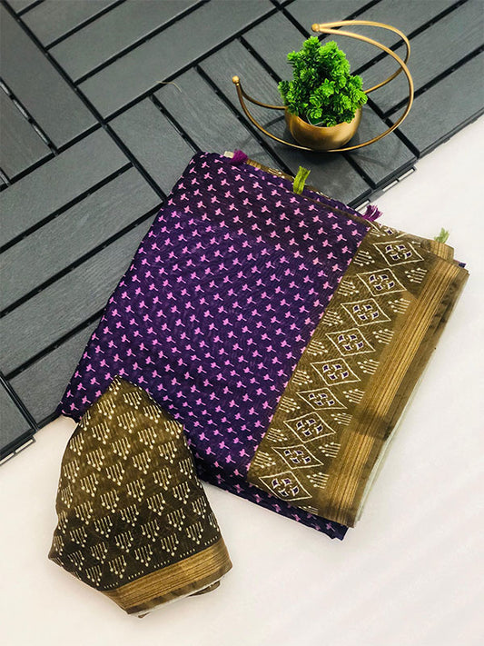 Graceful Soft Chanderi Cotton Saree with Digital Print SA525-630