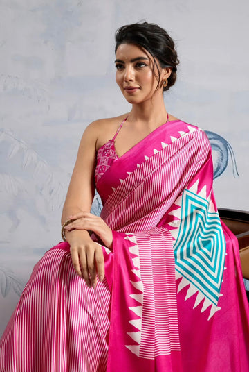 Original Ajrakh Saree with Digital Print SA126-1806