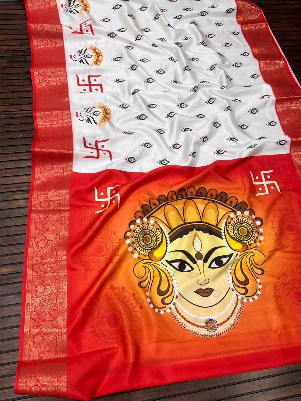 Red Devi – Durga Puja Special Soft Silk Saree with Digital Print SA825-1054