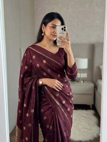 Viscose Silk Saree Jacquard Leaf Design SA826-2137