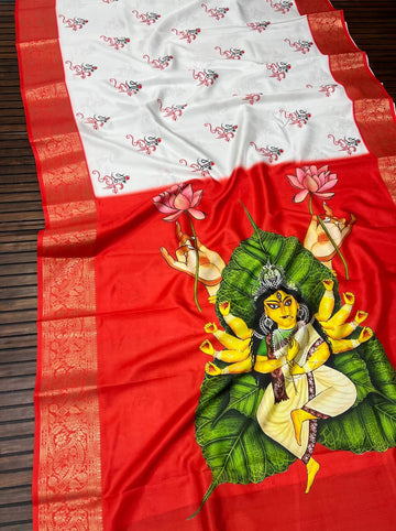 Red Devi – Durga Puja Special Soft Silk Saree with Digital Print SA825-1055