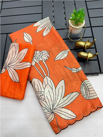Kalamkari Digital Print Tussar Silk Saree with Arco Borders SA425-465