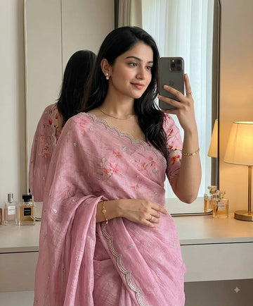 Georgette Crush Embroidery Butti Saree SA826-2120