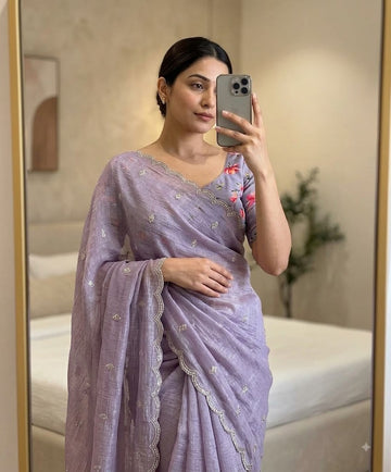 Georgette Crush Embroidery Butti Saree SA826-2123