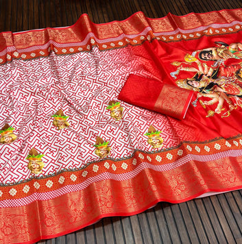 Red Devi – Durga Puja Special Soft Silk Saree with Digital Print SA825-1056