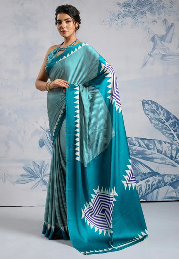 Original Ajrakh Saree with Digital Print SA126-1808
