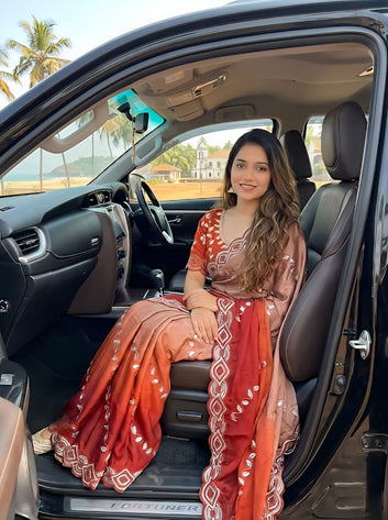 Soft Rangoli Silk Lehariya Saree with Fully Stitched Mirror Work Blouse SA1225-1623