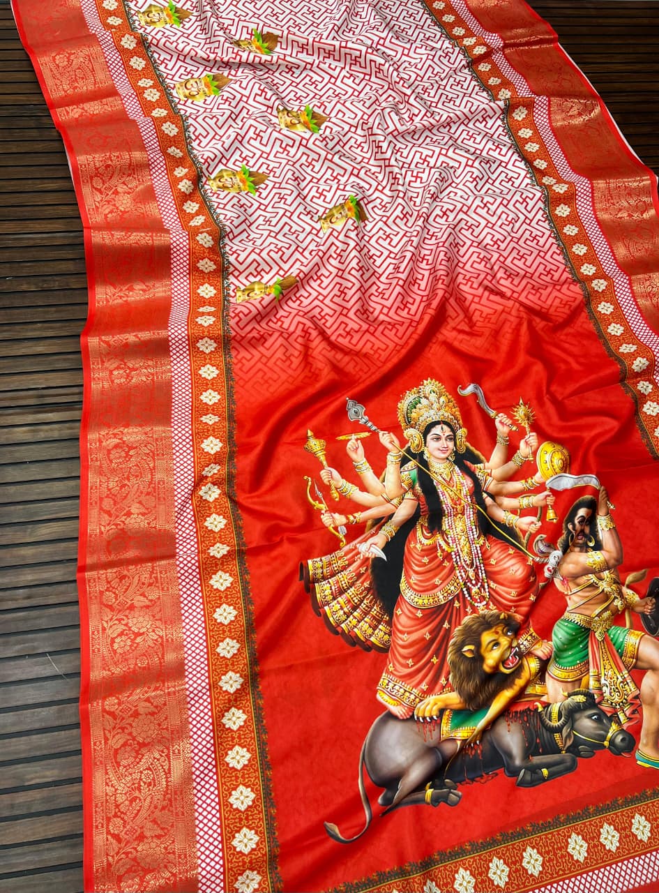 Red Devi – Durga Puja Special Soft Silk Saree with Digital Print SA825-1056
