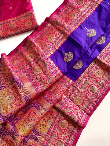 Luxury Banarasi Silk Saree – Multicolor Thread Weaving & Grand Pallu Design SA525-597