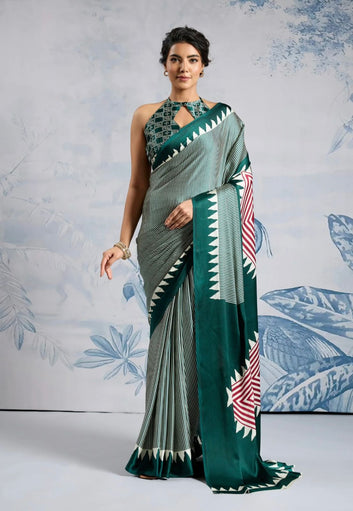 Original Ajrakh Saree with Digital Print SA126-1809