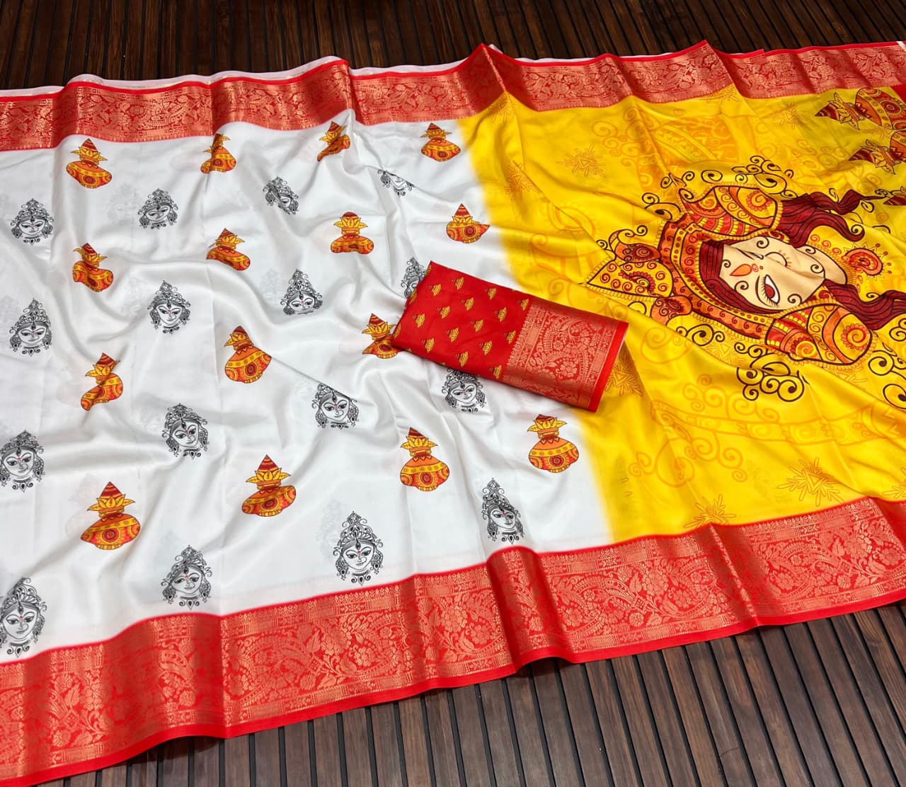 Red Devi – Durga Puja Special Soft Silk Saree with Digital Print SA825-1057