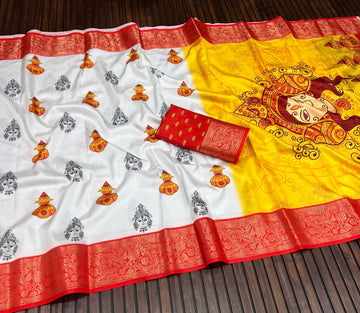 Red Devi – Durga Puja Special Soft Silk Saree with Digital Print SA825-1057