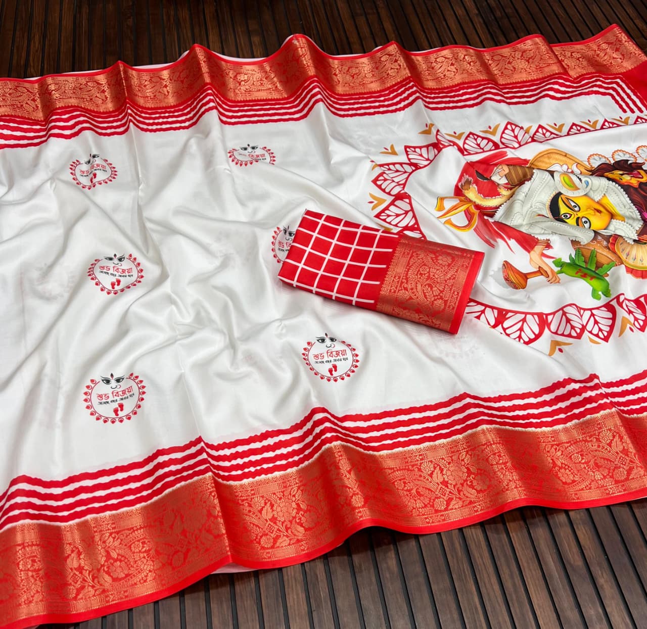 Red Devi – Durga Puja Special Soft Silk Saree with Digital Print SA825-1058