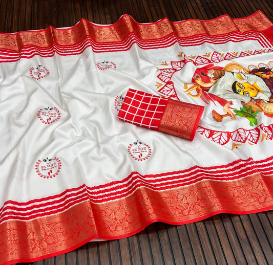 Red Devi – Durga Puja Special Soft Silk Saree with Digital Print SA825-1058