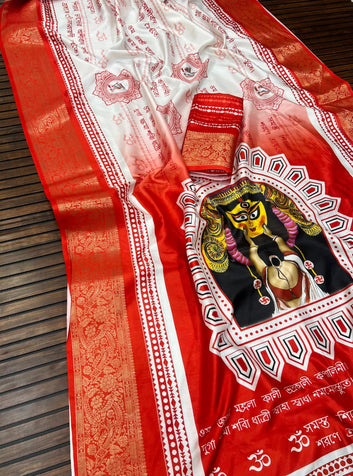 Red Devi – Durga Puja Special Soft Silk Saree with Digital Print SA825-1059