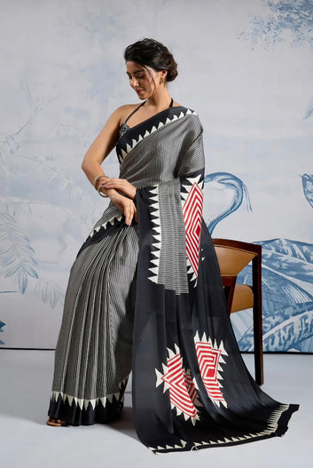 Original Ajrakh Saree with Digital Print SA126-1811