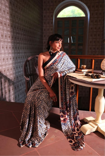 Original Ajrakh Saree with Digital Print SA126-1810