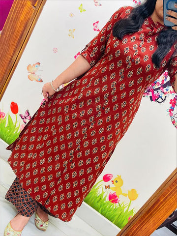 Designer Digital Print Co-Ord Set | A-Line Kurti with Ankle-Length Pants  ! SA625-719