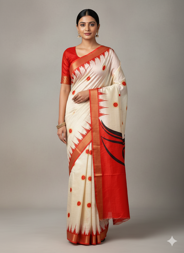 Cotton Tusser Saree with Zari Border  SA825-1158