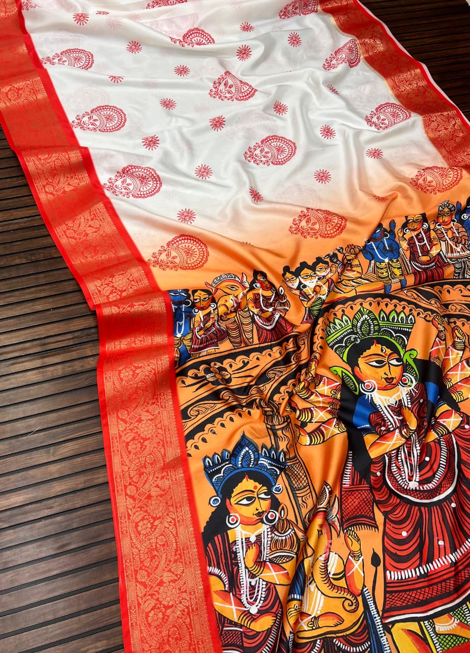 Red Devi – Durga Puja Special Soft Silk Saree with Digital Print SA825-1061
