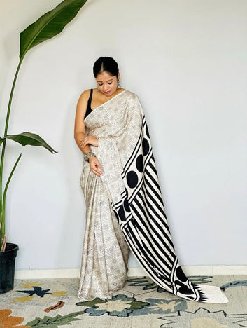 Original Ajrakh Saree with Digital Print SA126-1812