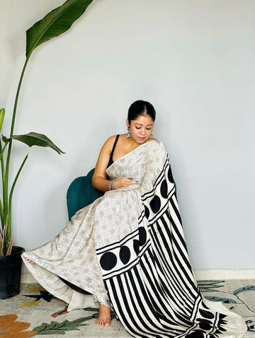 Original Ajrakh Saree with Digital Print SA126-1812