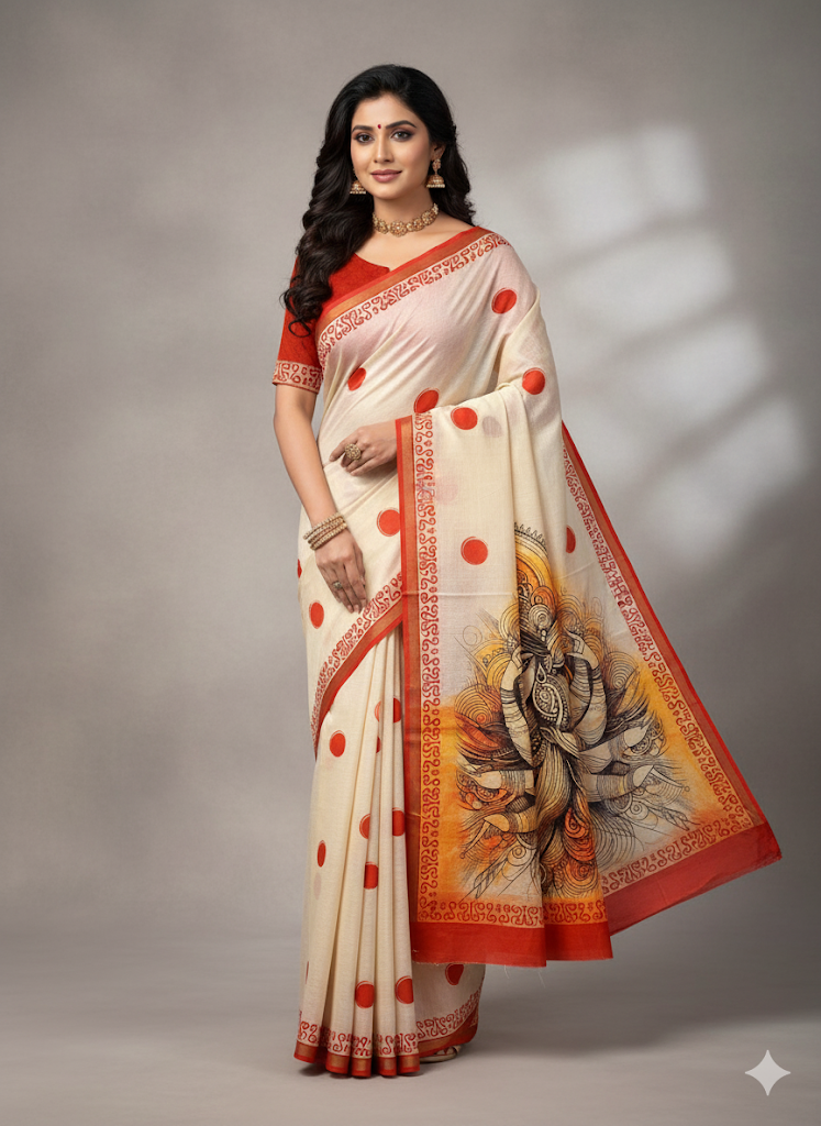 Cotton Tusser Saree with Zari Border  SA825-1159