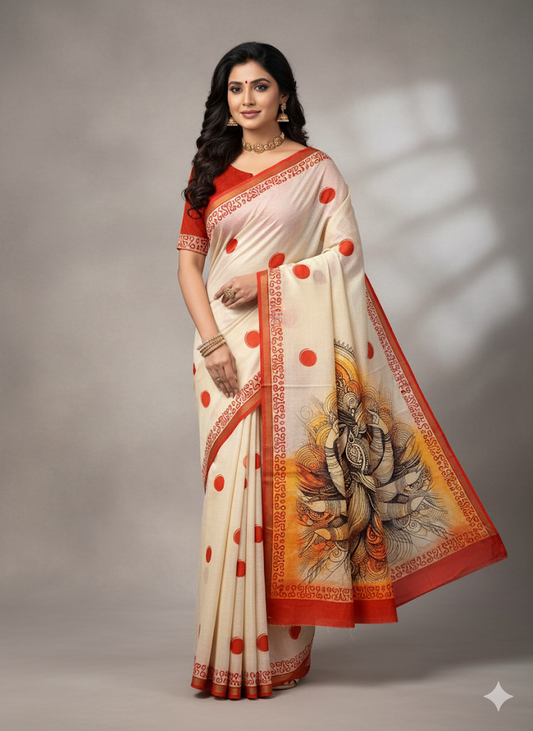 Cotton Tusser Saree with Zari Border  SA825-1159