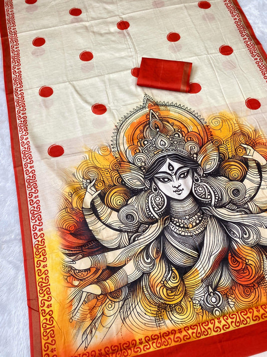 Cotton Tusser Saree with Zari Border  SA825-1163