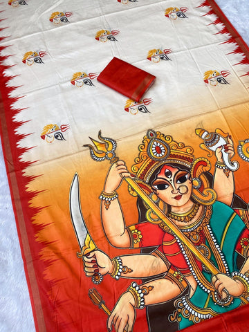 Cotton Tusser Saree with Zari Border  SA825-1164