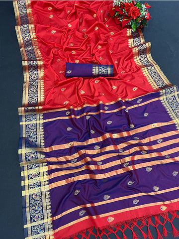 Cotton Silk Paithani Sari with weaving Jari SA125-228