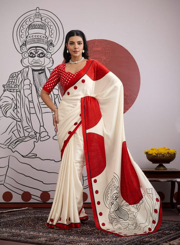Ajrakh Style Satin Crepe Printed Saree SA1125-1382