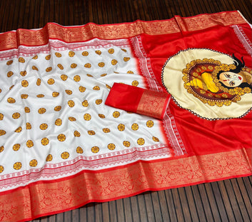 Red Devi – Durga Puja Special Soft Silk Saree with Digital Print SA825-1045