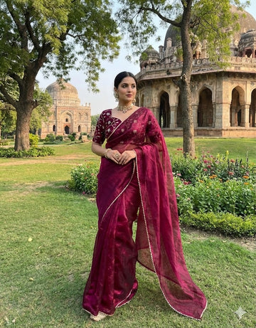 Fandy Satin Saree With Fancy Lace BorderSA1225-1610