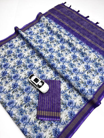 Linen Digital Printed Saree with Fumka (latakan)SA725-848