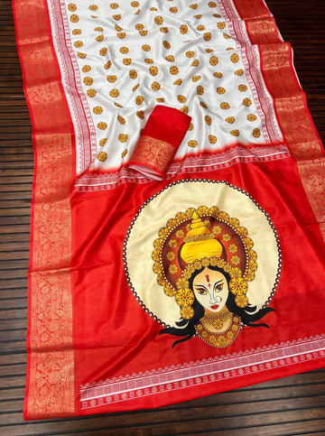 Red Devi – Durga Puja Special Soft Silk Saree with Digital Print SA825-1045