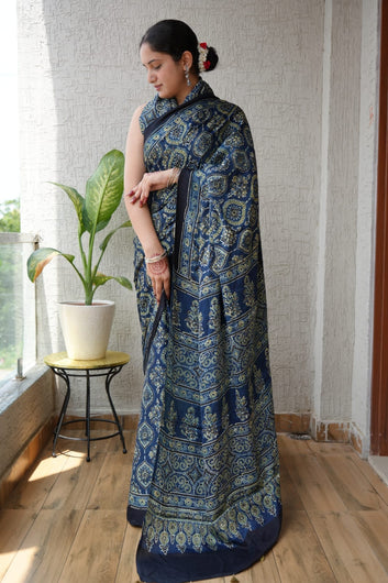 Original Ajrakh Saree with Digital Print SA126-1794