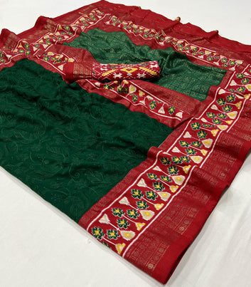 Georgette Silk With Chickankari Embroidery Border SA1125-1387
