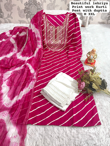 Handcrafted Kurti with Pant & Dupatta || SA325-514